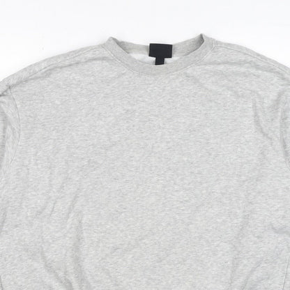 H&M Men Grey Size M Pullover Crew Neck Fleece Sweatshirt