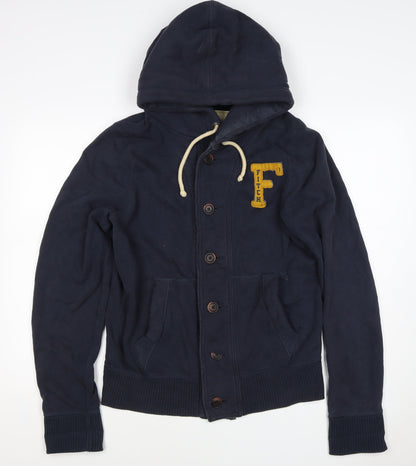 Abercrombie & Fitch Men's Navy L Hooded Button College Jacket