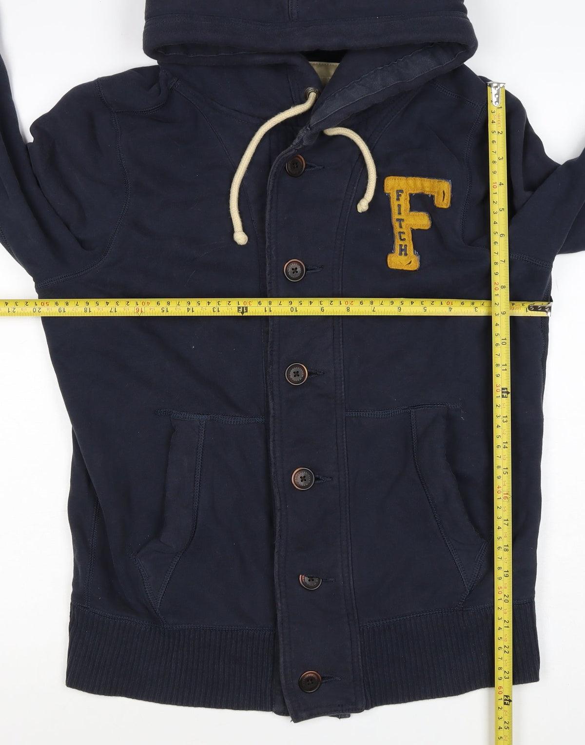 Abercrombie & Fitch Men's Navy L Hooded Button College Jacket