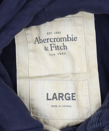 Abercrombie & Fitch Men's Navy L Hooded Button College Jacket