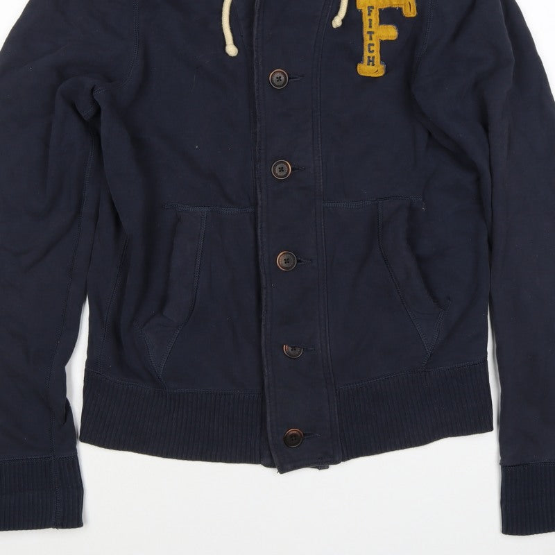 Abercrombie & Fitch Men's Navy L Hooded Button College Jacket