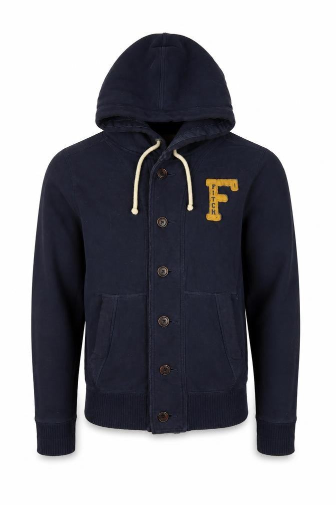 Abercrombie & Fitch Men's Navy L Hooded Button College Jacket