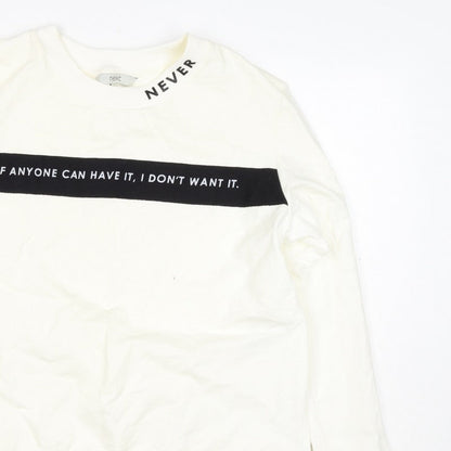 Next Women’s Ivory UK 8 Pullover Sweatshirt Quote Graphic Cotton Blend