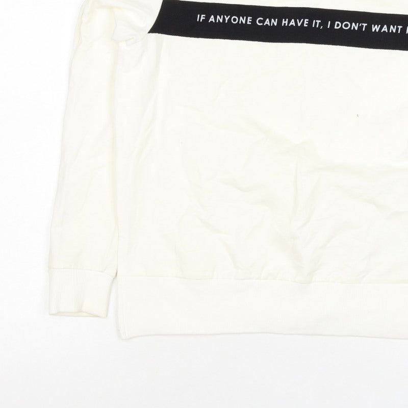 Next Women’s Ivory UK 8 Pullover Sweatshirt Quote Graphic Cotton Blend