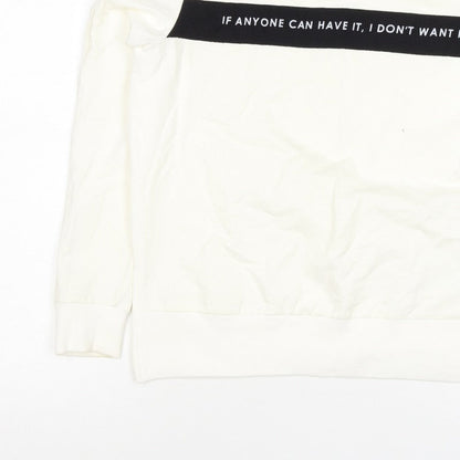 Next Women’s Ivory UK 8 Pullover Sweatshirt Quote Graphic Cotton Blend