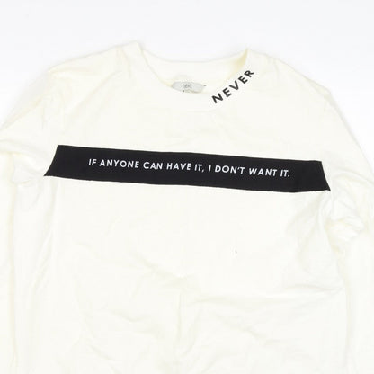 Next Women’s Ivory UK 8 Pullover Sweatshirt Quote Graphic Cotton Blend