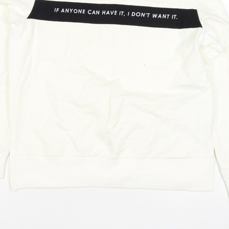 Next Women’s Ivory UK 8 Pullover Sweatshirt Quote Graphic Cotton Blend