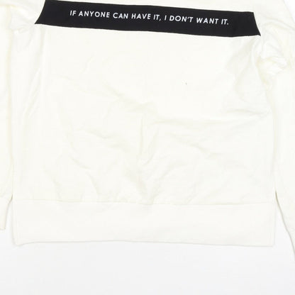 Next Women’s Ivory UK 8 Pullover Sweatshirt Quote Graphic Cotton Blend