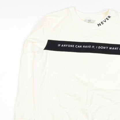 Next Women’s Ivory UK 8 Pullover Sweatshirt Quote Graphic Cotton Blend