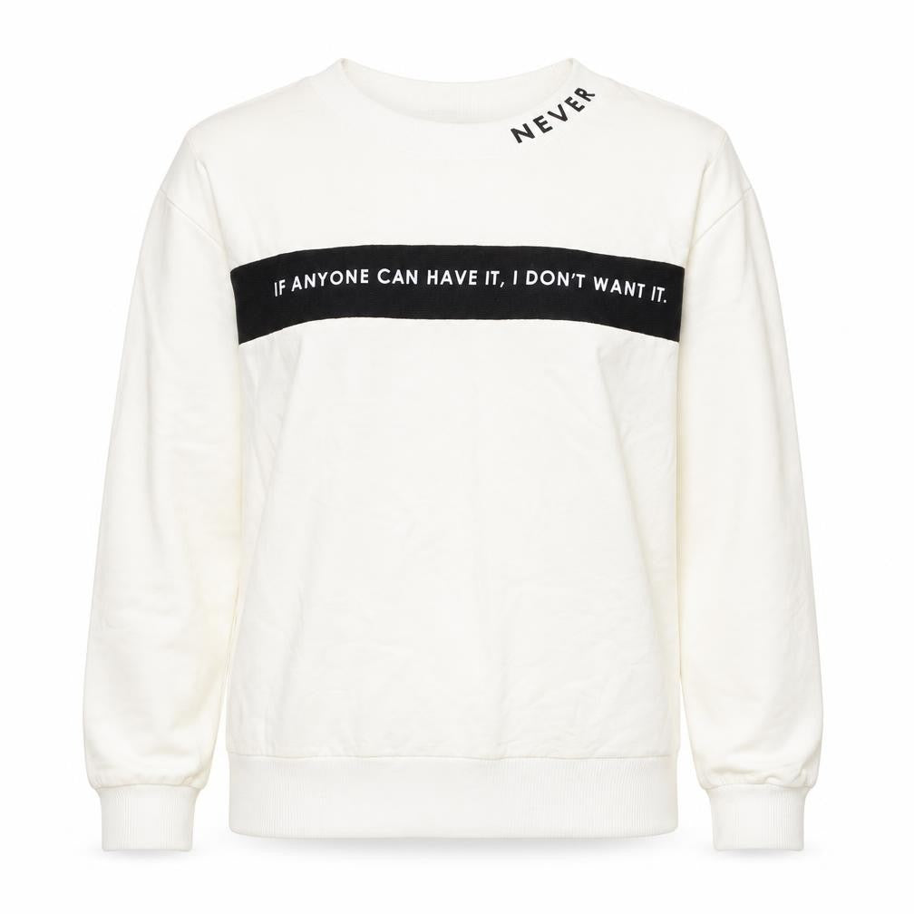 Next Women’s Ivory UK 8 Pullover Sweatshirt Quote Graphic Cotton Blend