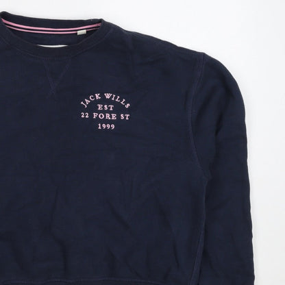 Jack Wills Women’s Blue UK 6 Logo Crew Neck Pullover Sweatshirt