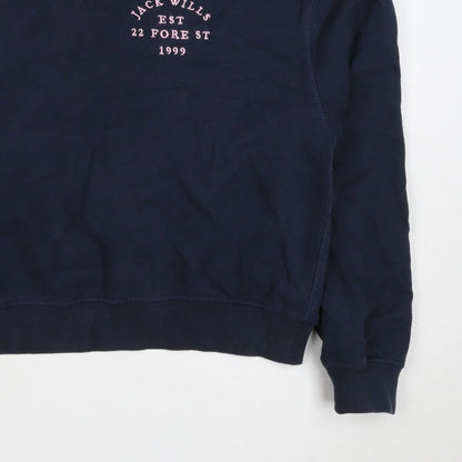 Jack Wills Women’s Blue UK 6 Logo Crew Neck Pullover Sweatshirt