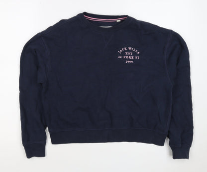 Jack Wills Women’s Blue UK 6 Logo Crew Neck Pullover Sweatshirt