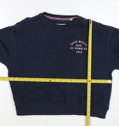 Jack Wills Women’s Blue UK 6 Logo Crew Neck Pullover Sweatshirt