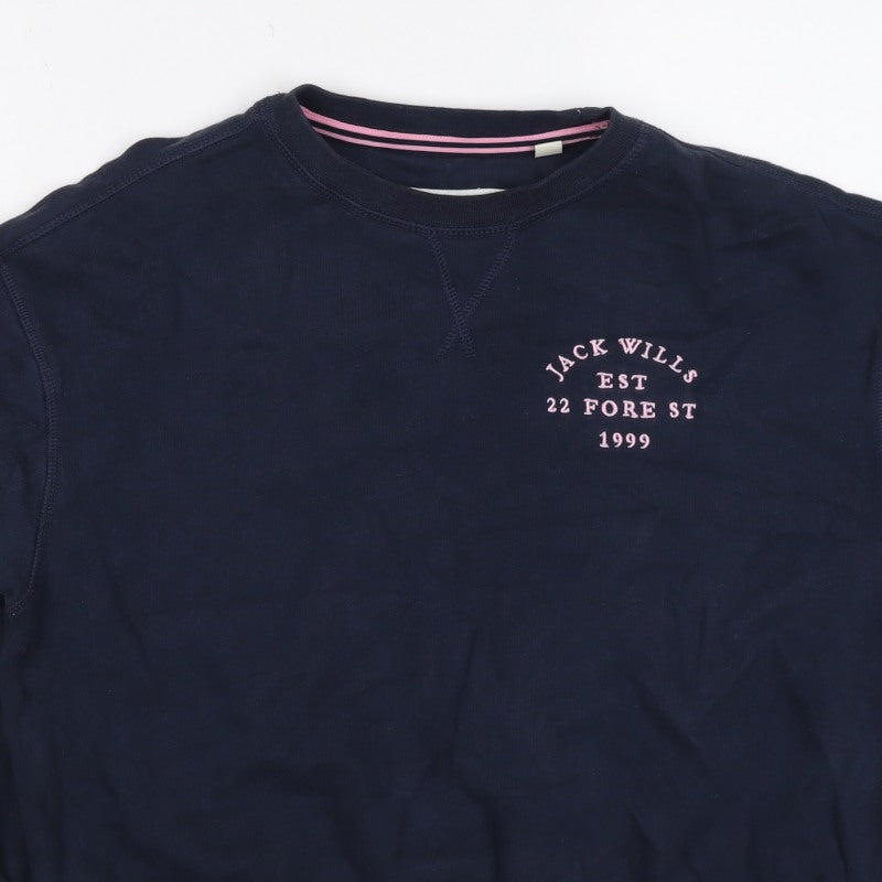 Jack Wills Women’s Blue UK 6 Logo Crew Neck Pullover Sweatshirt