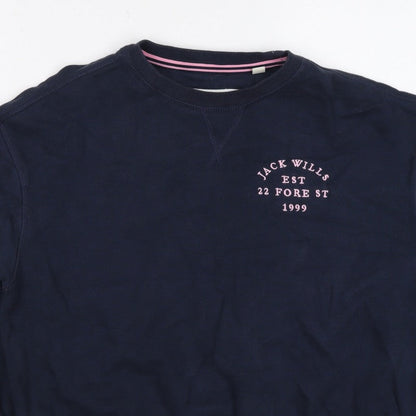 Jack Wills Women’s Blue UK 6 Logo Crew Neck Pullover Sweatshirt