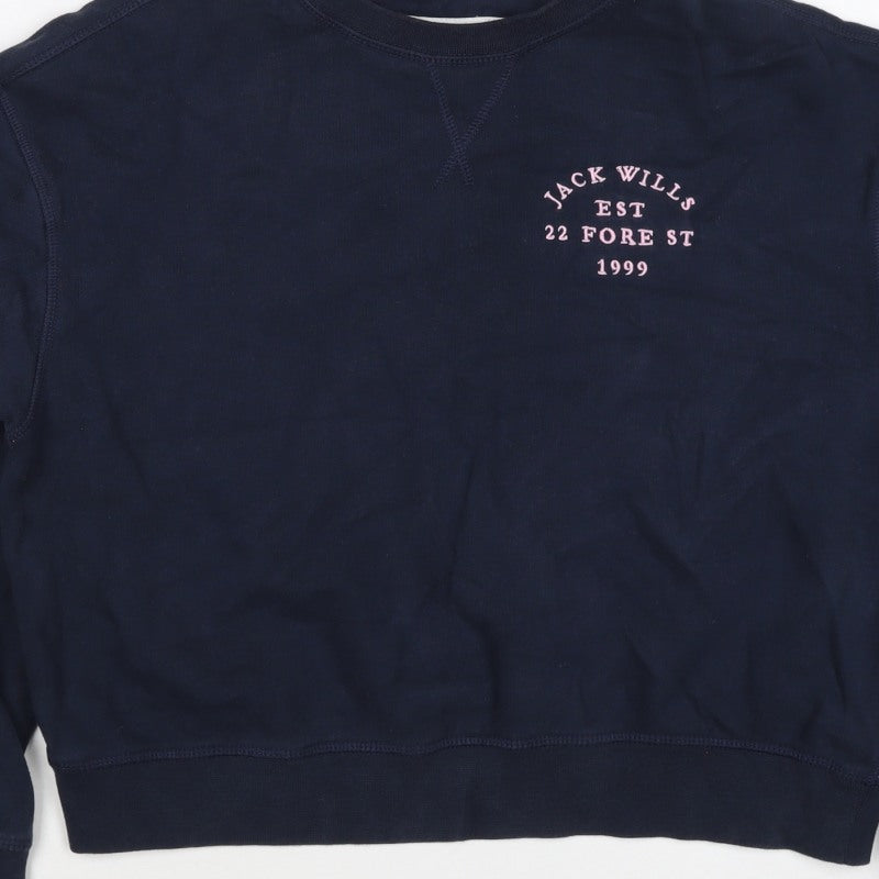 Jack Wills Women’s Blue UK 6 Logo Crew Neck Pullover Sweatshirt