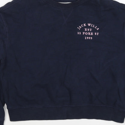 Jack Wills Women’s Blue UK 6 Logo Crew Neck Pullover Sweatshirt