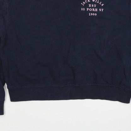 Jack Wills Women’s Blue UK 6 Logo Crew Neck Pullover Sweatshirt