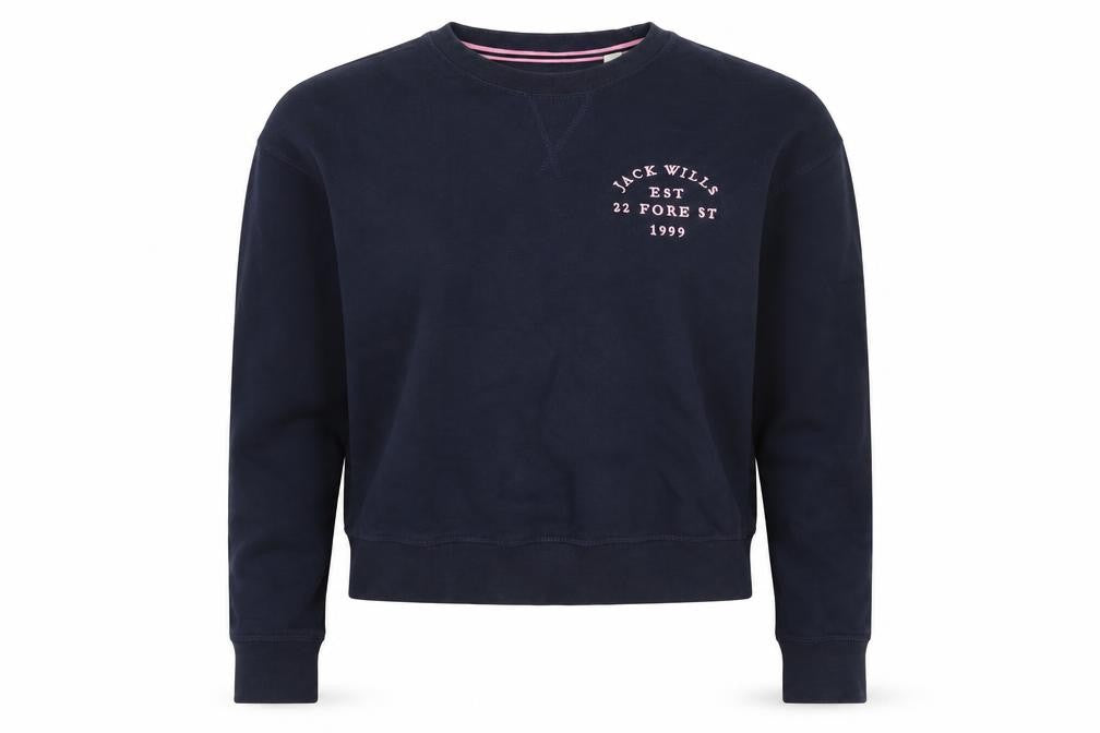 Jack Wills Women’s Blue UK 6 Logo Crew Neck Pullover Sweatshirt