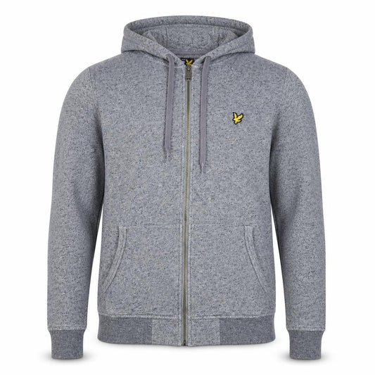 Lyle & Scott Men Grey XS Full Zip Hoodie Logo Cotton Blend