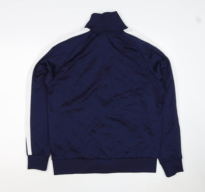 Puma Men's Blue M Full Zip Track Sweatshirt White Stripe Pockets