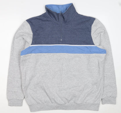 Damart Men Multicoloured L 1/4 Zip Colour Block Sweatshirt