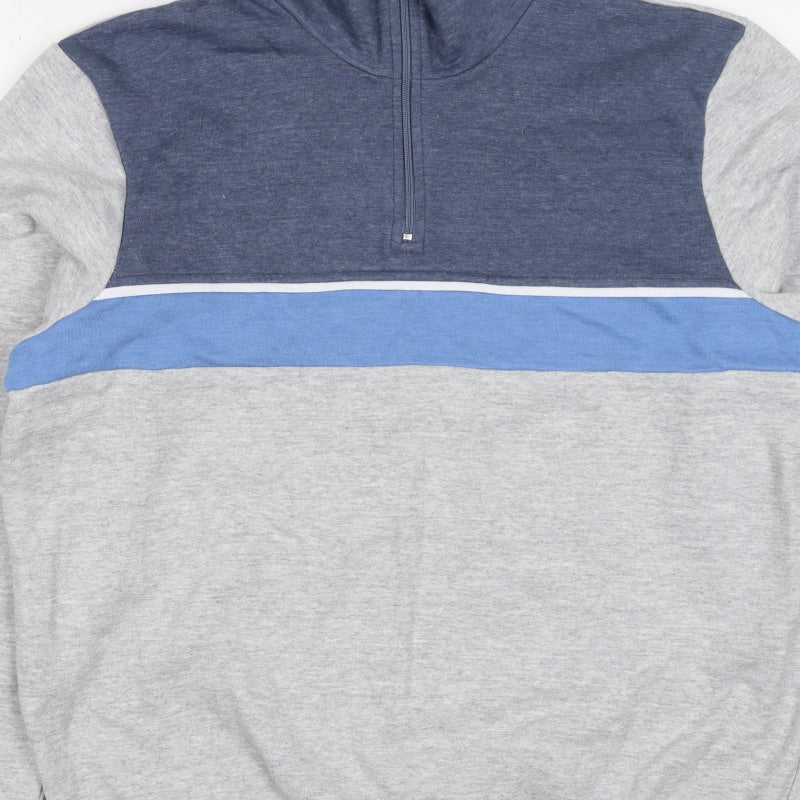 Damart Men Multicoloured L 1/4 Zip Colour Block Sweatshirt