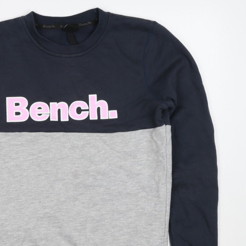 Bench Women’s Grey & Black Colourblock Logo Pullover Sweatshirt UK 10