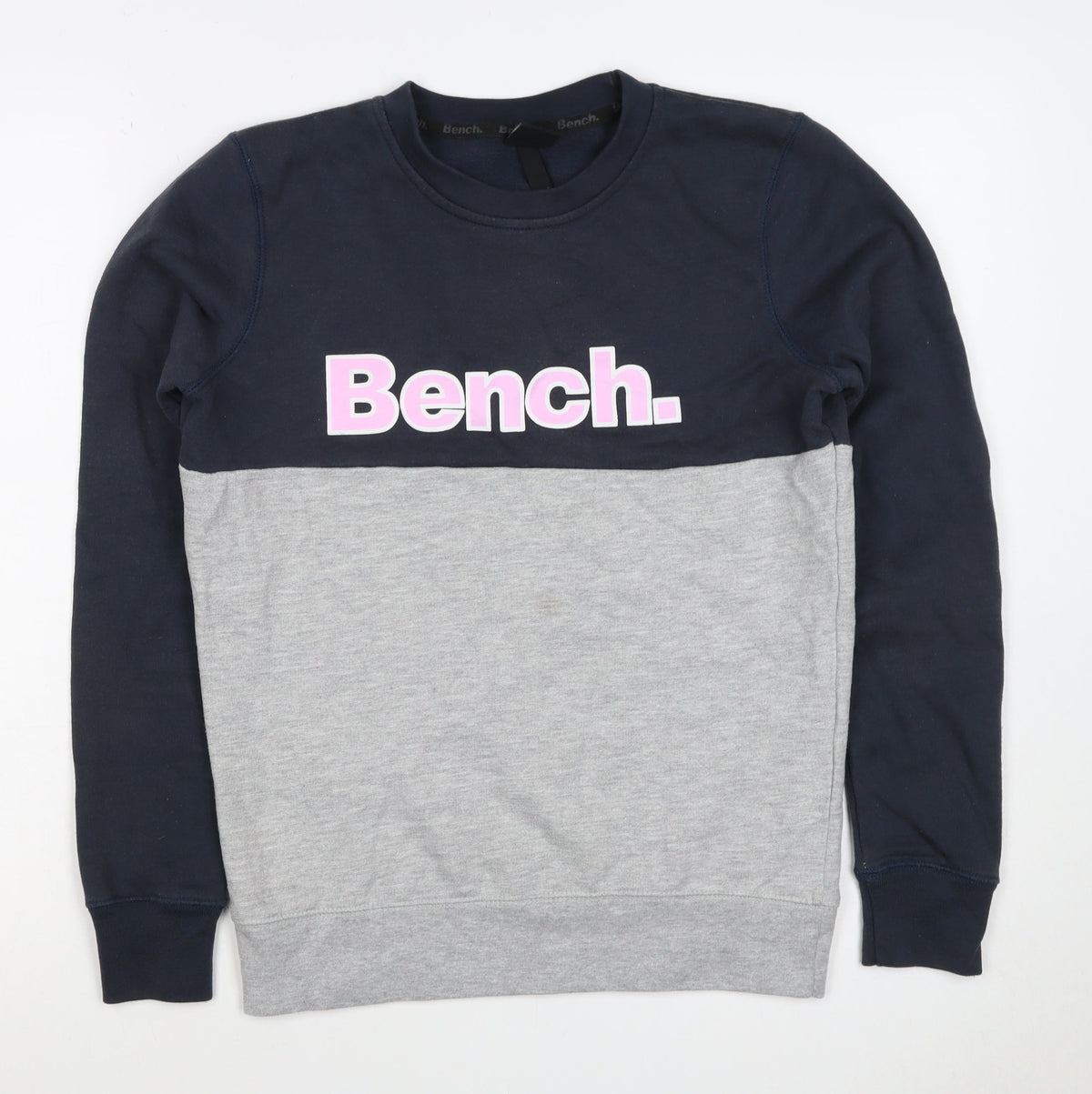 Bench Women’s Grey & Black Colourblock Logo Pullover Sweatshirt UK 10