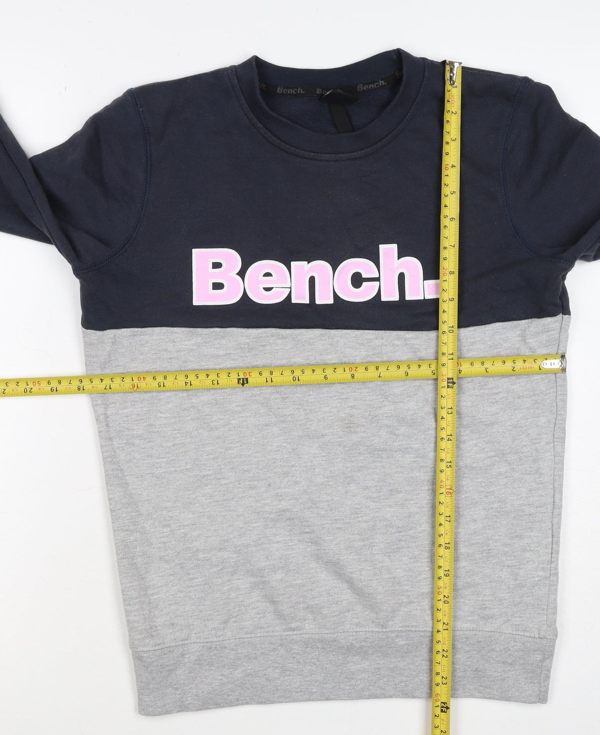 Bench Women’s Grey & Black Colourblock Logo Pullover Sweatshirt UK 10