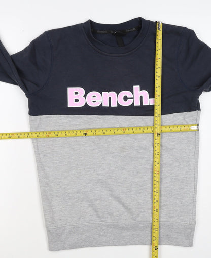 Bench Women’s Grey & Black Colourblock Logo Pullover Sweatshirt UK 10