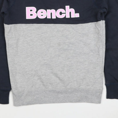 Bench Women’s Grey & Black Colourblock Logo Pullover Sweatshirt UK 10