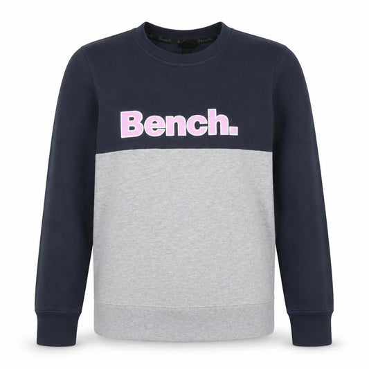 Bench Women’s Grey & Black Colourblock Logo Pullover Sweatshirt UK 10