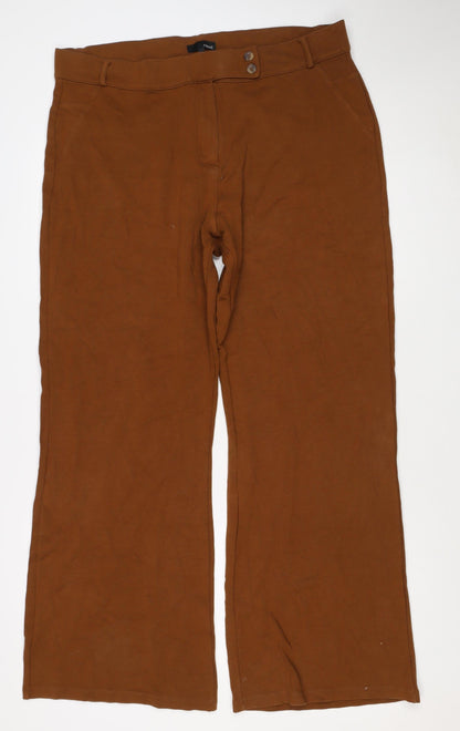 Next Women Brown Size 22 Straight Stretch Trousers with Pockets