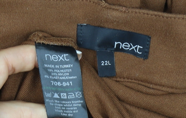 Next Women Brown Size 22 Straight Stretch Trousers with Pockets