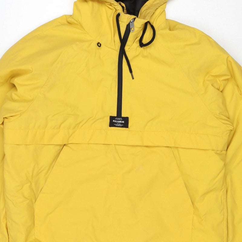 Pull&Bear Women Yellow M Hooded Anorak Padded Half Zip Jacket