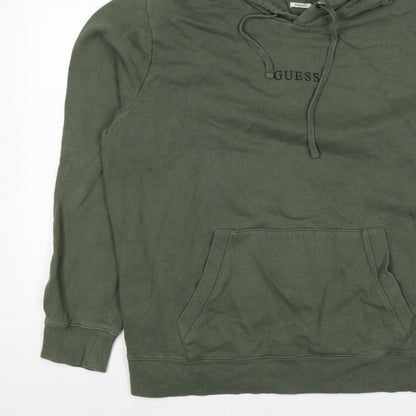 GUESS Men’s Green XL Regular Fit Pullover Logo Hoodie Fleece