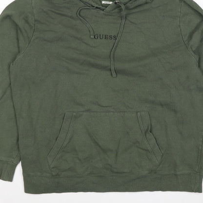 GUESS Men’s Green XL Regular Fit Pullover Logo Hoodie Fleece
