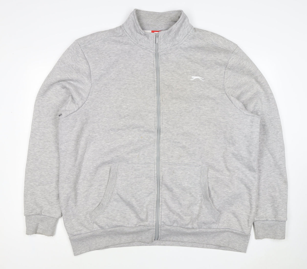 Back view of Slazenger Men's Grey 2XL Full Zip High Neck Logo Sweatshirt