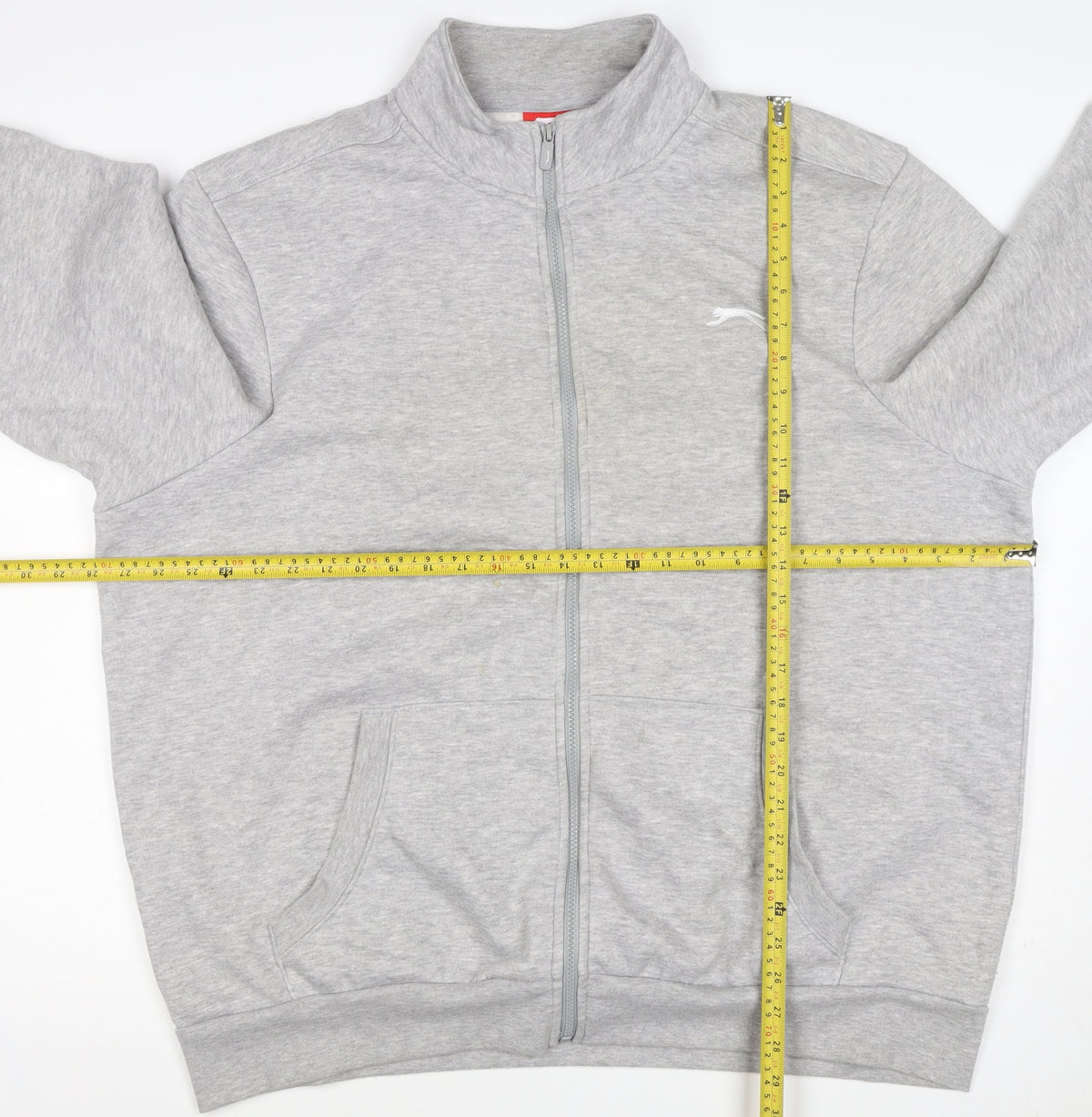 Brand and care label for Slazenger Men's Grey 2XL Full Zip High Neck Logo Sweatshirt