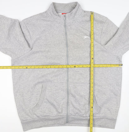 Brand and care label for Slazenger Men's Grey 2XL Full Zip High Neck Logo Sweatshirt