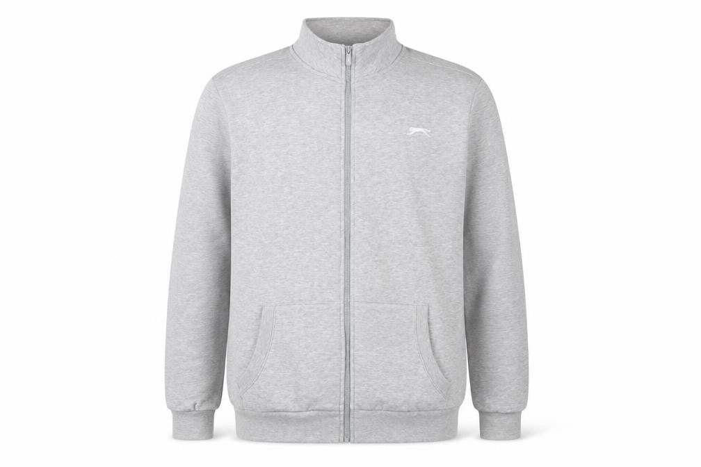 Front view of Slazenger Men's Grey 2XL Full Zip High Neck Logo Sweatshirt