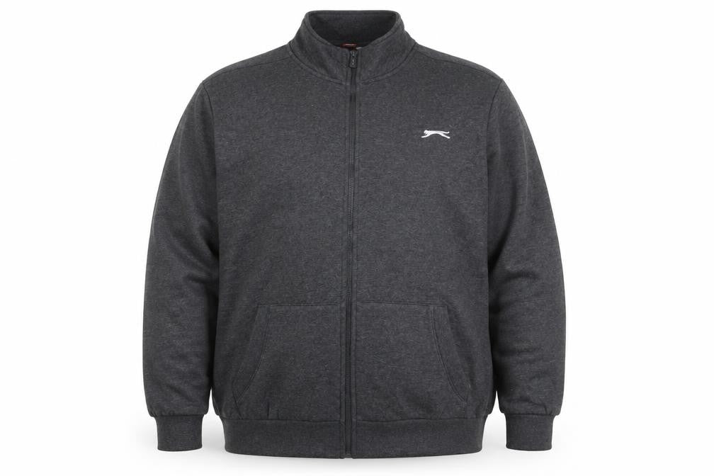 Slazenger Men’s Grey 5XL Full Zip Sweatshirt High Neck Pockets