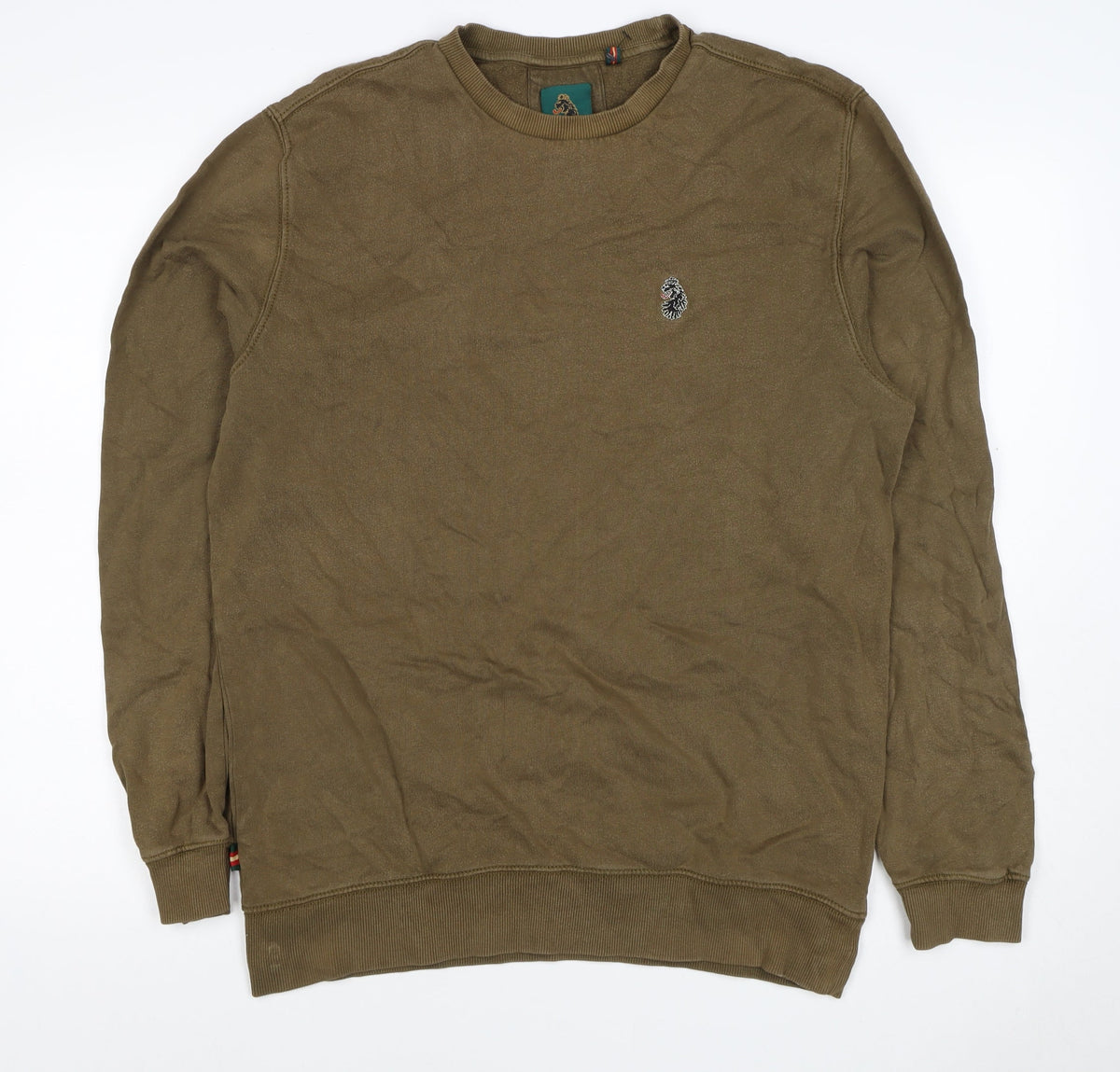 Luke Sport Men’s Brown L Crew Neck Cotton Logo Pullover Sweatshirt