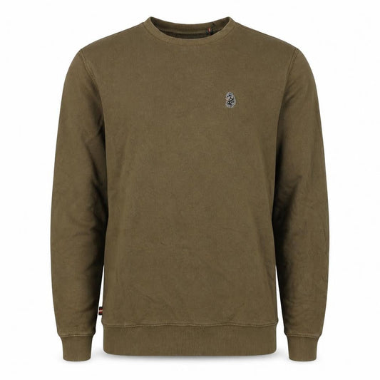 Front view of Luke Sport Men’s Brown L Crew Neck Cotton Logo Pullover Sweatshirt