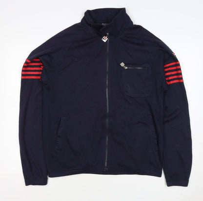 FILA White Line Men’s Blue M Full Zip Striped Wool Blend Sweatshirt
