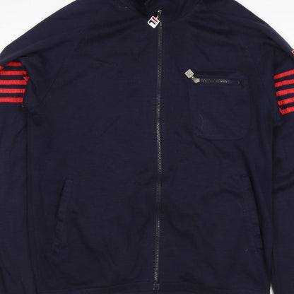 FILA White Line Men’s Blue M Full Zip Striped Wool Blend Sweatshirt