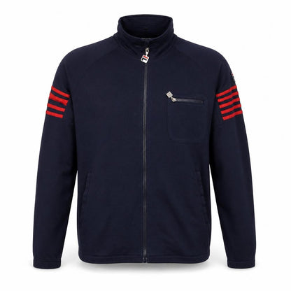 FILA White Line Men’s Blue M Full Zip Striped Wool Blend Sweatshirt