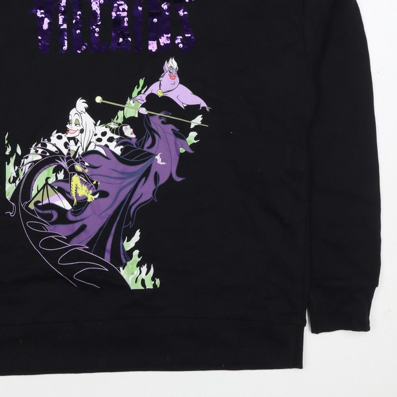Disney TU Women’s Black UK 12 Pullover Sweatshirt Sequin Villains